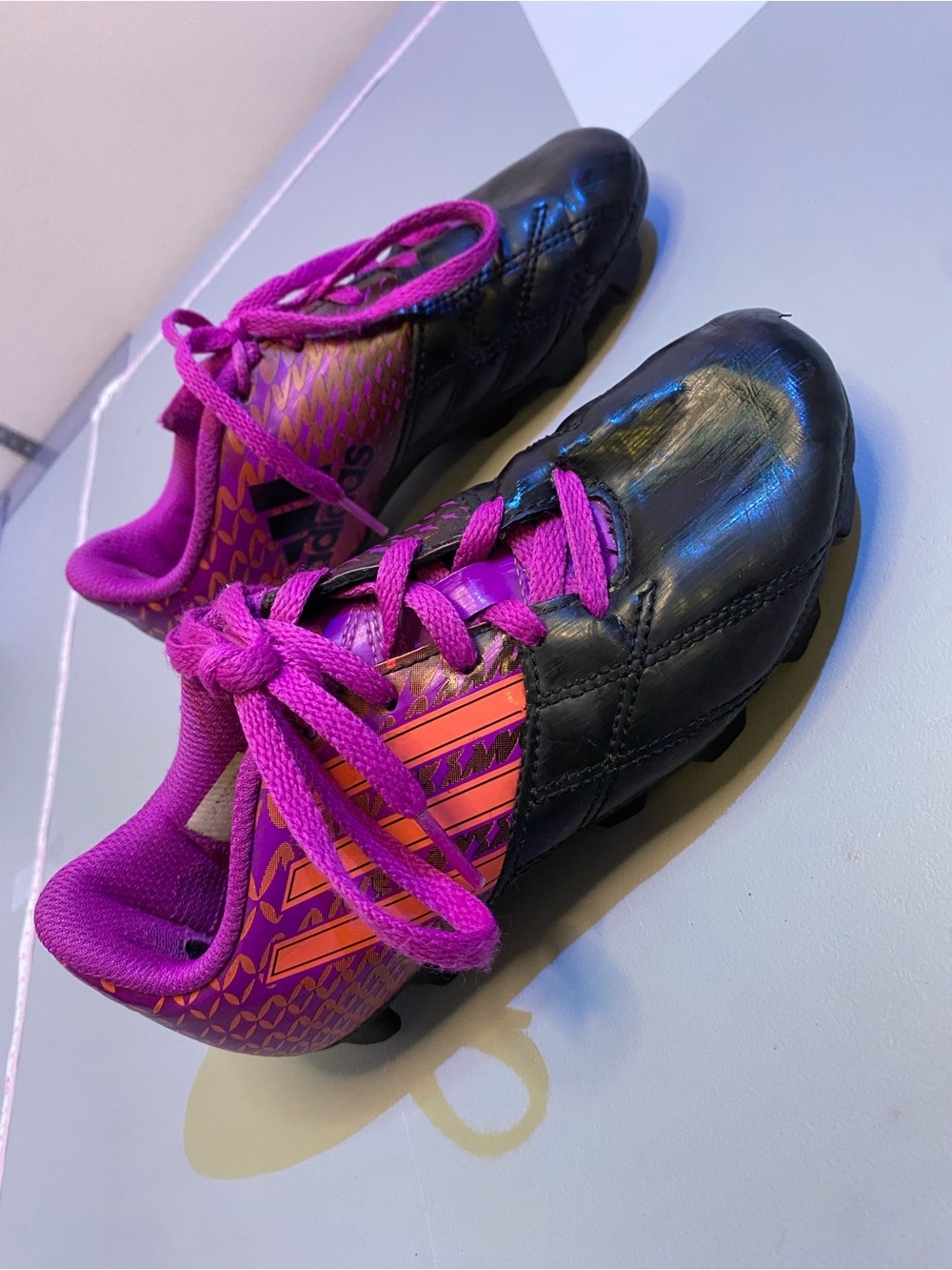 Kids Black and Purple Soccer Cleats - Youth Athletic Shoes